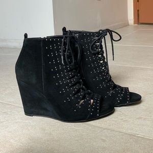 Jessica Simpson Studded Lace Up Black Wedges